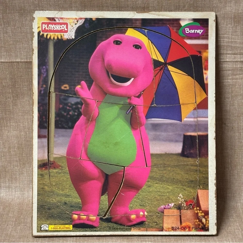 Vintage 90s Playskool Barney the Dinosaur Preschooler Toddler Puzzle